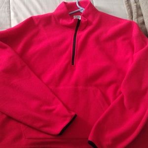 Pink fleece half zip pullover
